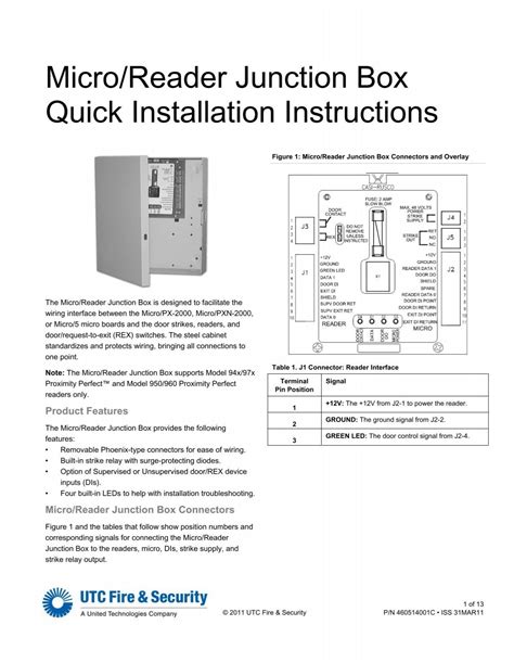 Micro/Reader Junction Box Installation Instructions 